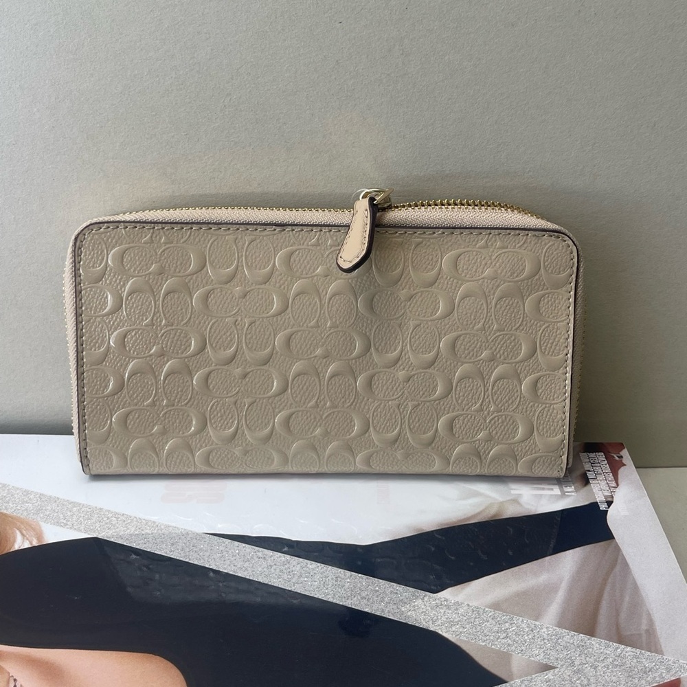 (new+card) Coach long wallet signature monogram beechwood beige taupe 7.5x4 inch - Picture 8 of 12